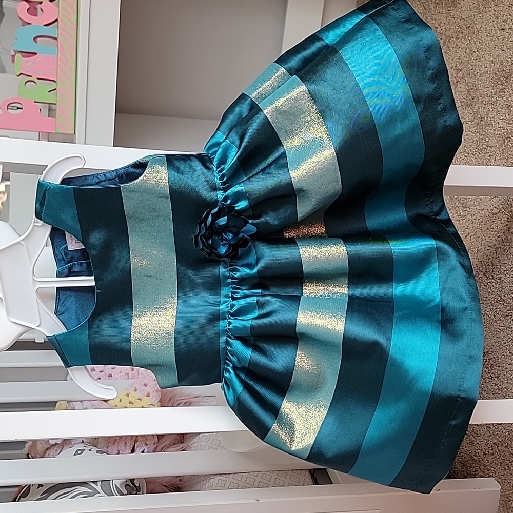Children's Place, Holiday Dress, 6-9 months (greens and gold)